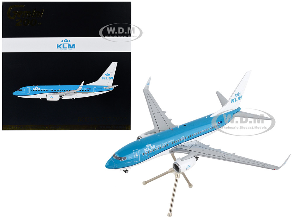 Boeing 737-700 Commercial Aircraft "KLM Royal Dutch Airlines" Blue with White Tail "Gemini 200" Series 1/200 Diecast Model Airplane by GeminiJets diecast model