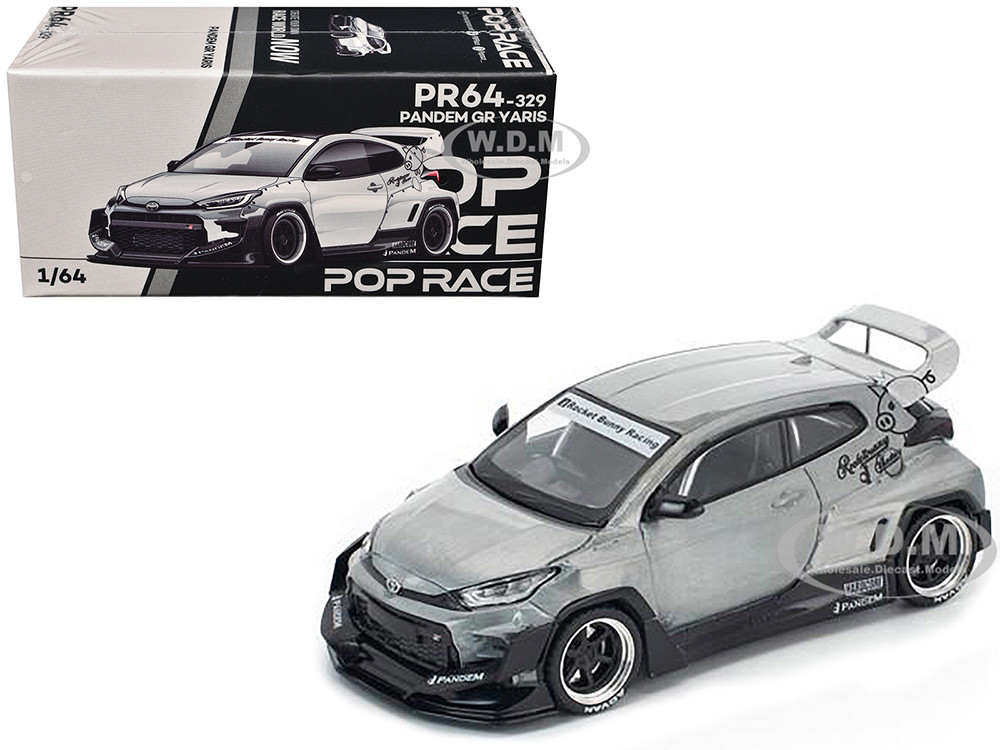 Toyota "Pandem" GR Yaris RHD (Right Hand Drive) Raw Metal 1/64 Diecast Model Car by Pop Race diecast model