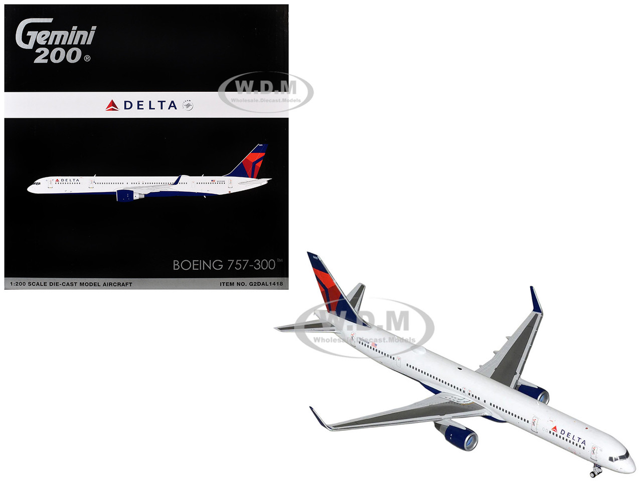 Boeing 757-300 Commercial Aircraft "Delta Air Lines" (N595NW) White with Blue and Red Tail "Gemini 200" Series 1/200 Diecast Model Airplane by GeminiJets diecast model