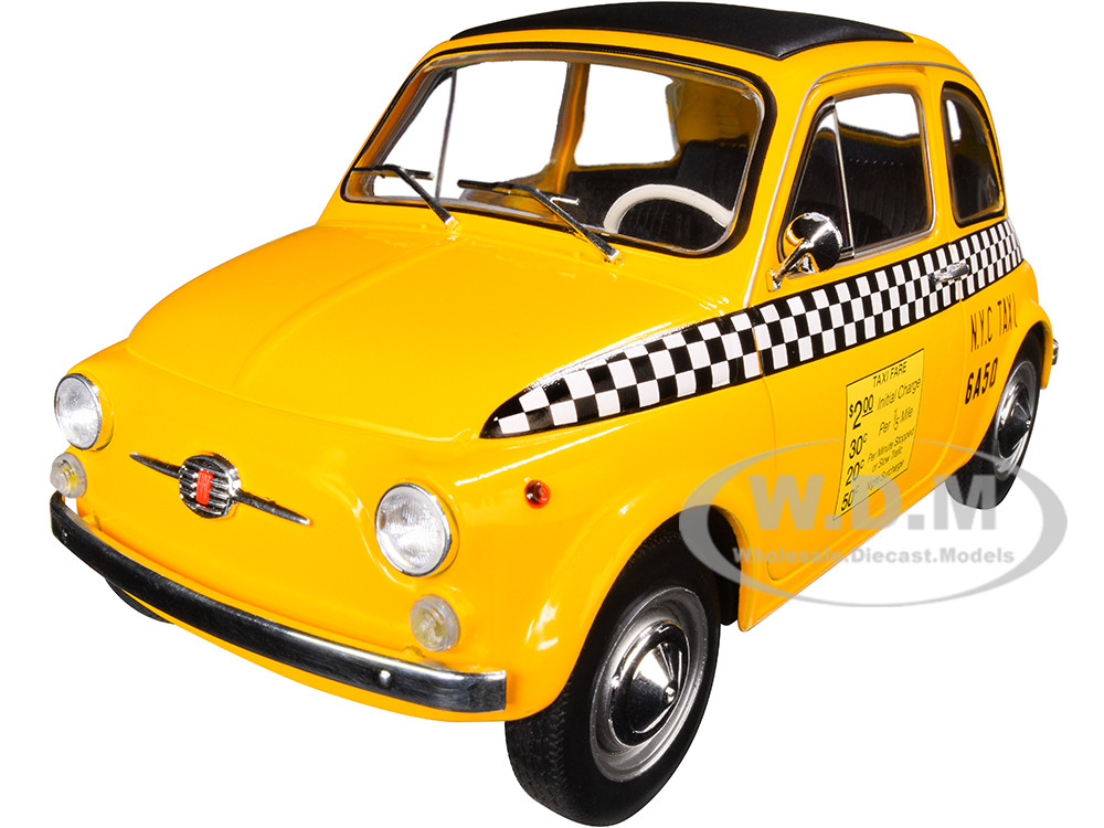 1965 Fiat 500 L "NYC Taxi" New York City Yellow 1/18 Diecast Model Car by Solido diecast model