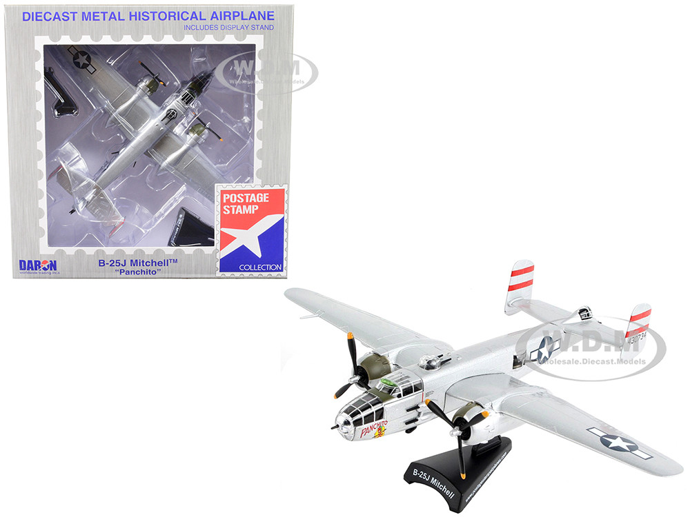 North American B-25J Mitchell Bomber Aircraft "Panchito" United States Air Force 1/100 Diecast Model Airplane by Postage Stamp diecast model