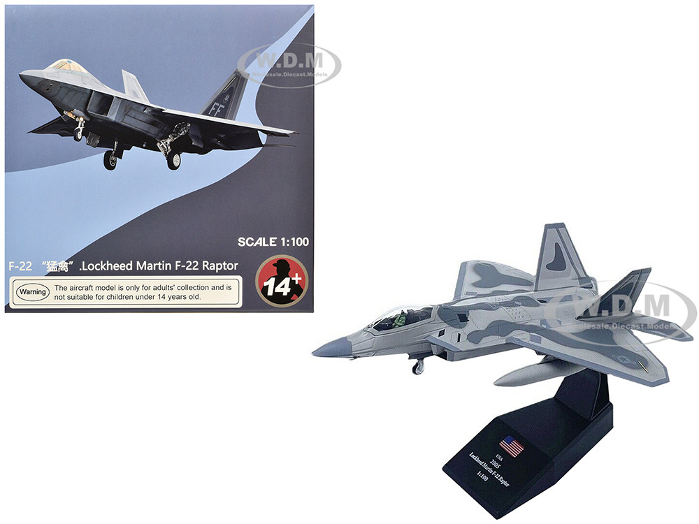 Lockheed Martin F-22A Raptor Stealth Aircraft "27th Figher Squadron, 1st Operations Group, Langley AFB" (2005) United States Air Force 1/100 Diecast Model Airplane diecast model