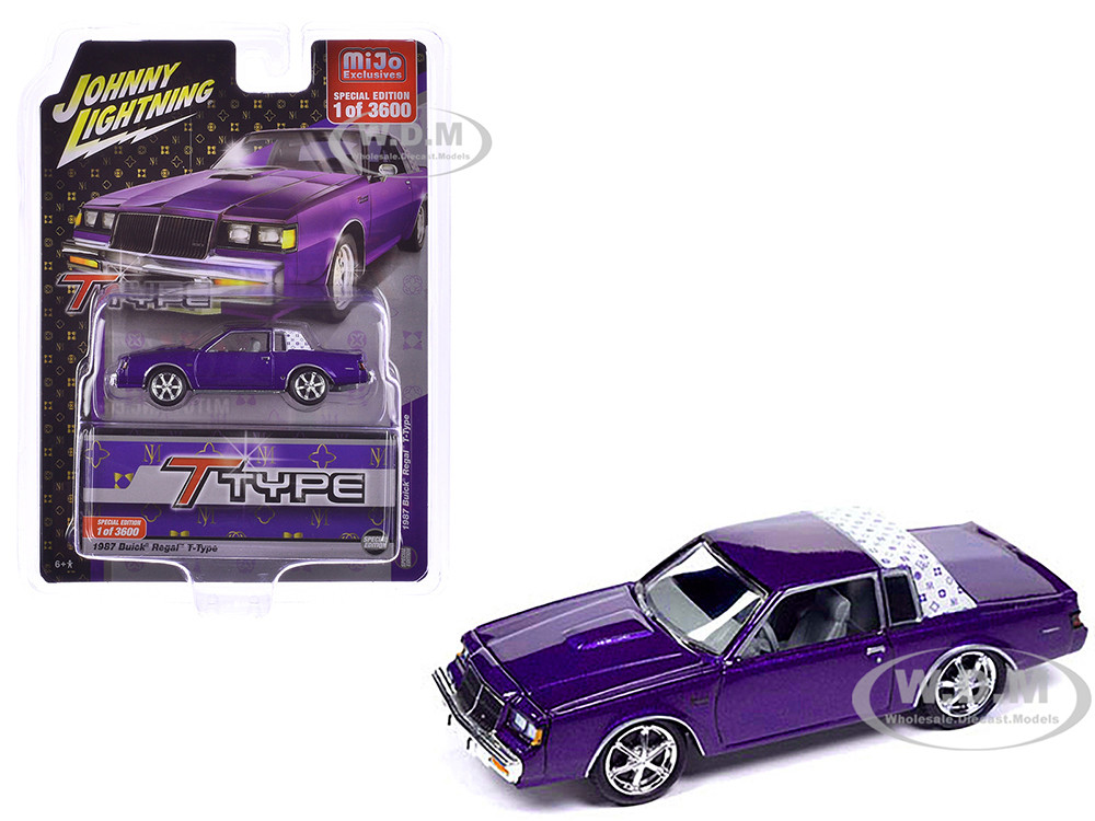 1987 Buick Regal T-Type Purple Metallic Limited Edition to 3600 pieces Worldwide 1/64 Diecast Model Car by Johnny Lightning diecast model