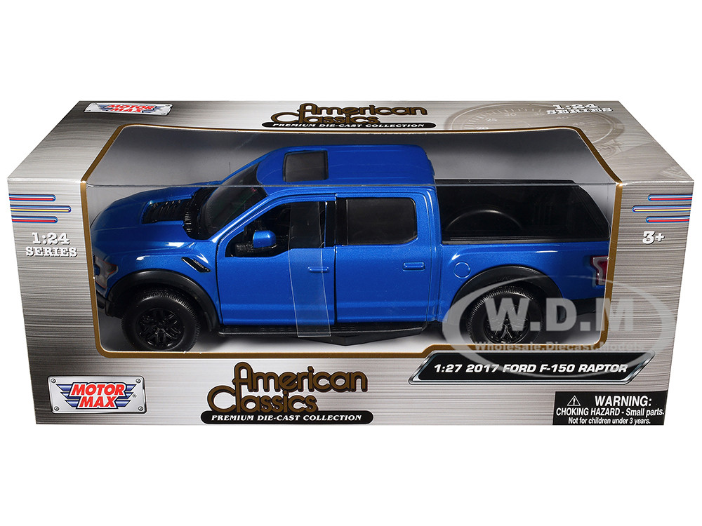 2017 Ford F-150 Raptor Pickup Truck Medium Blue Metallic 1/27 Diecast Model Car by Motormax diecast model