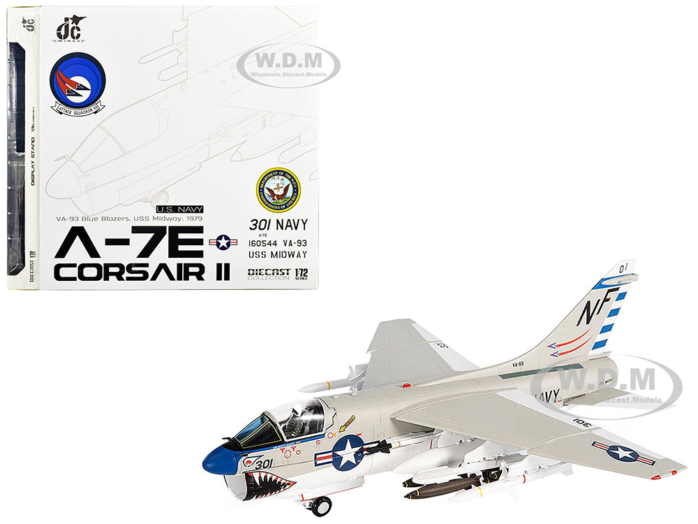 Vought A-7E Corsair II Attack Aircraft "VA-93 Blue Blazers, USS Midway" (1979) United States Navy 1/72 Diecast Model by JC Wings diecast model