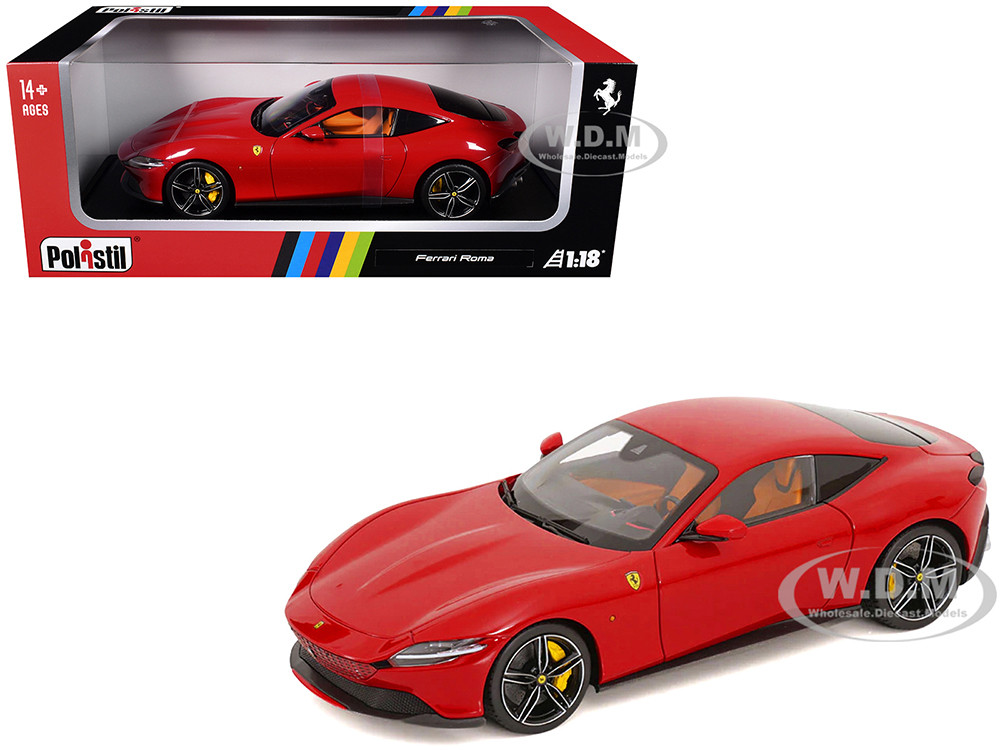 2019 Ferrari Roma Red with Orange Interior 1/18 Diecast Model Car by Polistil diecast model