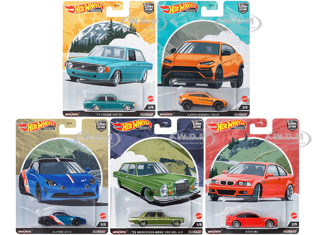 "Auto Strasse" 5 piece Set "Car Culture" Series Diecast Model Cars by Hot Wheels diecast model