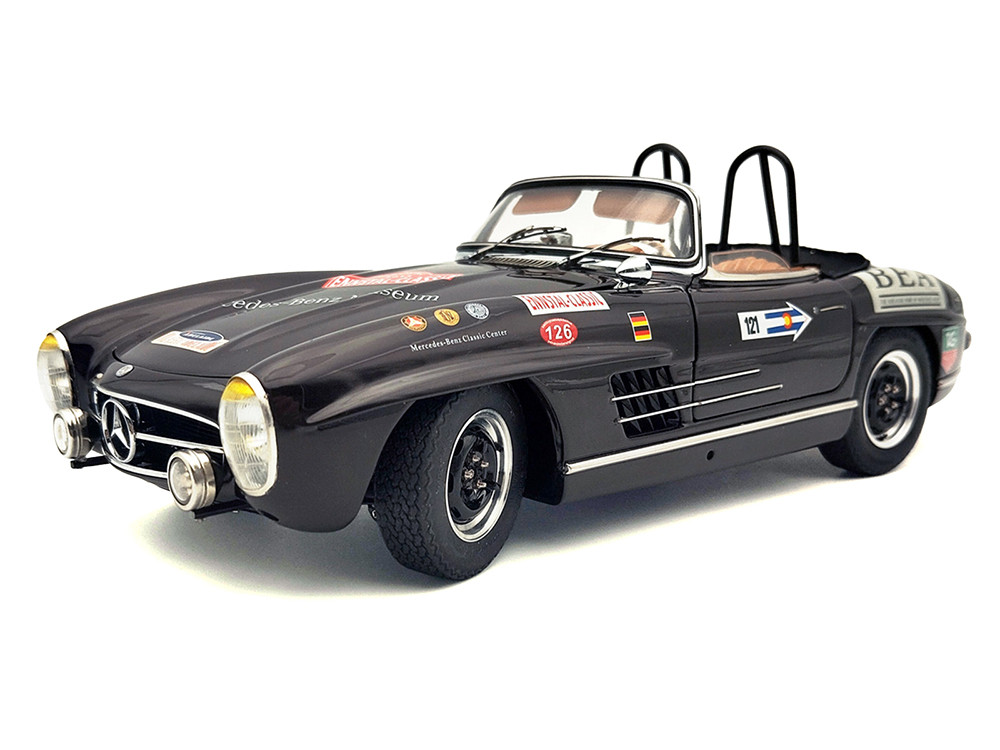 Mercedes-Benz 300 SL (W198 II) Roadster "Racing Version" Brown with Graphics Limited Edition to 1500 pieces Worldwide 1/18 Diecast Model Car by CMC diecast model