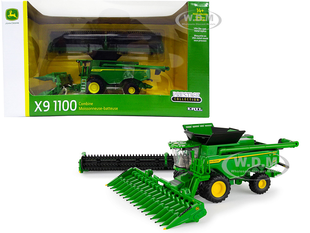 John Deere X9 1100 Combine with 12-Row Corn Head and Draper Grain Head 1/64 Diecast Model by ERTL TOMY diecast model