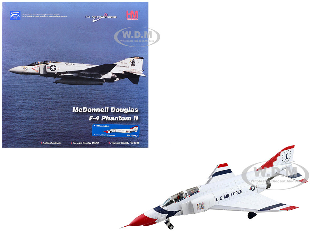 McDonnell Douglas F-4E Phantom II Fighter-Bomber Aircraft "Thunderbirds No.1 Plane, 1973/74 Season" United States Air Force "Air Power Series" 1/72 Diecast Model by Hobby Master diecast model