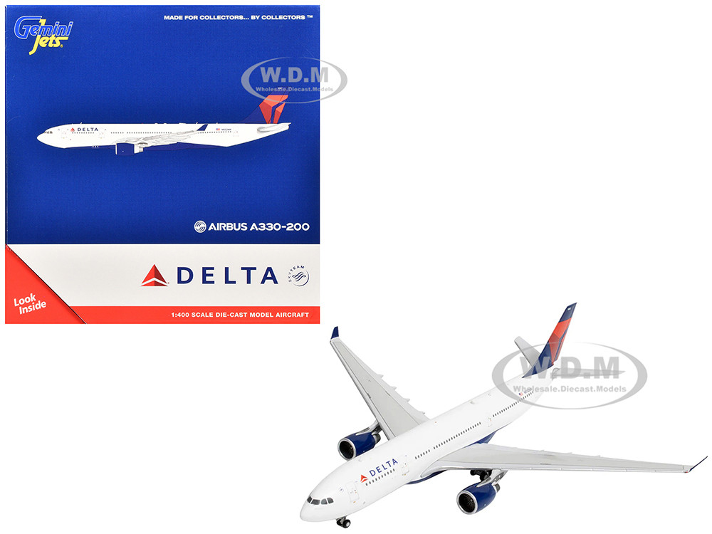 Airbus A330-200 Commercial Aircraft "Delta Air Lines" (N852NW) White with Red and Blue Tail 1/400 Diecast Model Airplane by GeminiJets diecast model