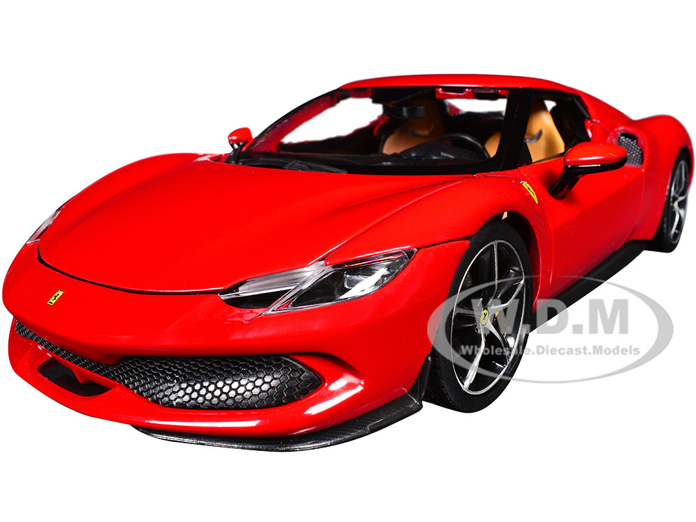 Ferrari 296 GTB Red "Race + Play" Series 1/18 Diecast Model Car by Bburago diecast model