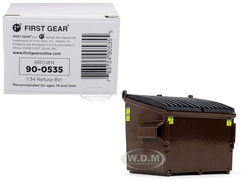 Refuse Trash Bin Brown 1/34 Diecast Model by First Gear diecast model