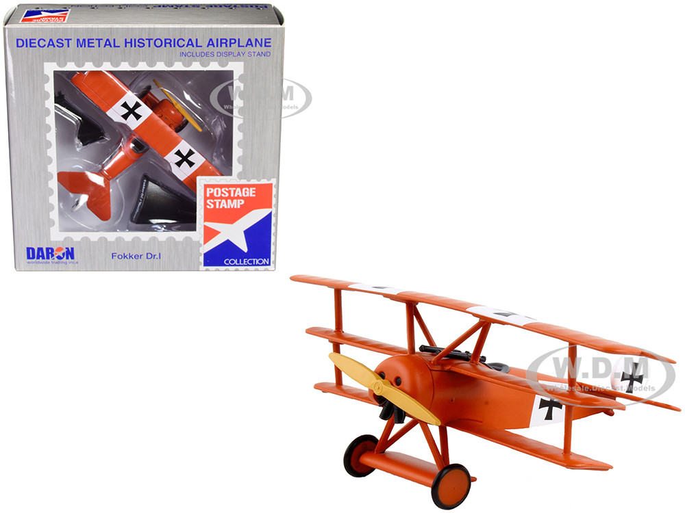 Fokker Dr.I Tri-plane Aircraft "Red Baron" German Air Force 1/63 Diecast Model Airplane by Postage Stamp diecast model