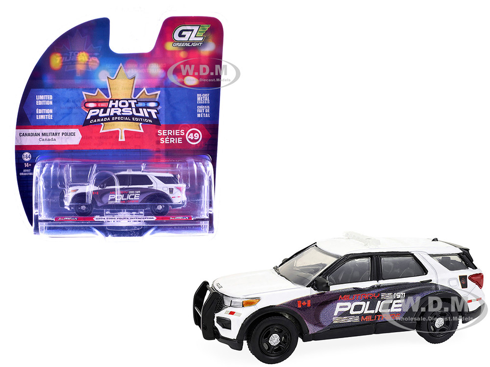2024 Ford Police Interceptor Utility "Canada Military Police" White with Graphics "Hot Pursuit - Canada Special Edition" Series 1/64 Diecast Model Car by Greenlight diecast model