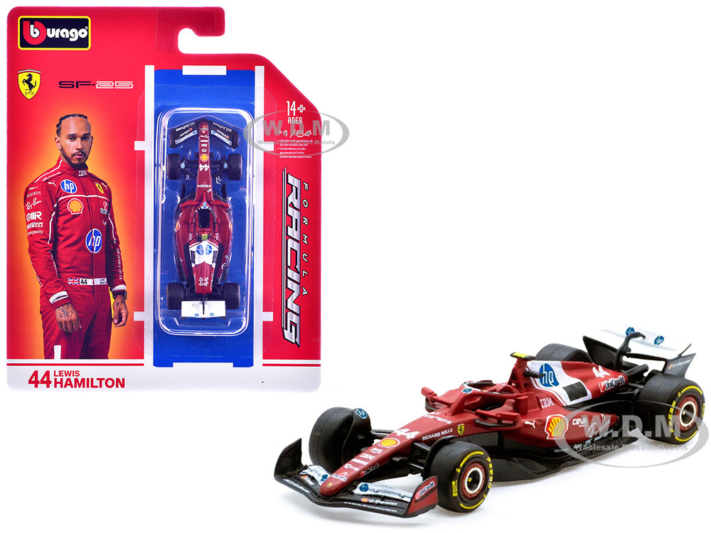 Ferrari SF-25 #44 Lewis Hamilton Formula One F1 World Championship (2025) "Formula Racing" Series 1/64 Diecast Model Car by Bburago diecast model