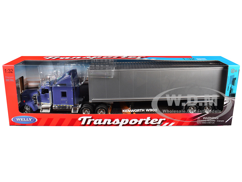 Kenworth W900 Truck Blue with Gray Container 1/32 Diecast Model by Welly diecast model