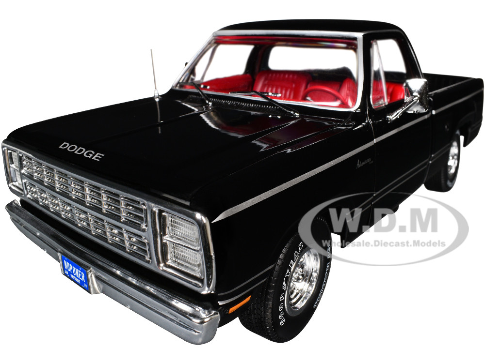 1979 Dodge Adventurer Sweptline Pickup Truck Black with Red Interior "American Muscle" Series 1/18 Diecast Model Car by Auto World diecast model