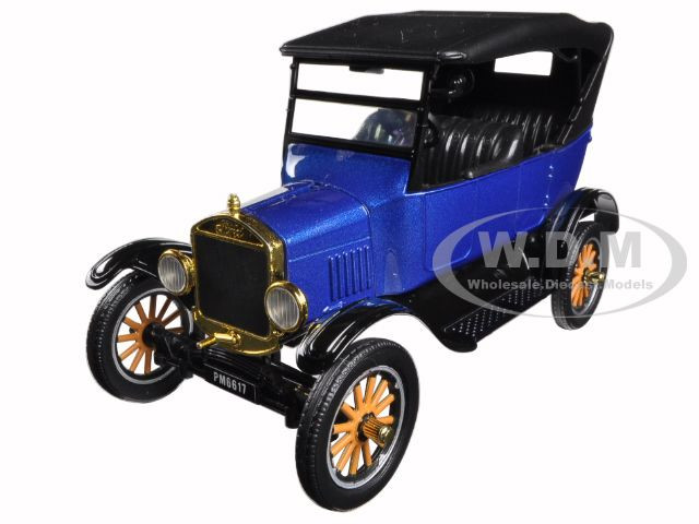 1925 Ford Model T Touring Blue Metallic with Black Top 1/24 Diecast Model Car by Motormax diecast model