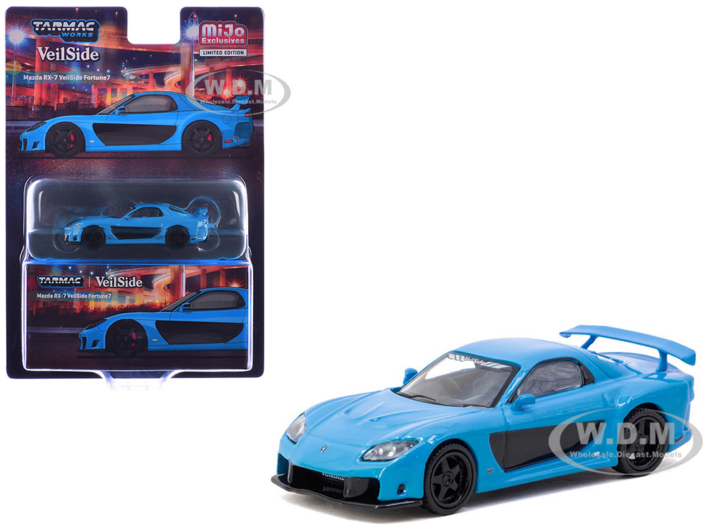 Mazda RX-7 "VeilSide Fortune7" RHD (Right Hand Drive) Blue "Global64" Series 1/64 Diecast Model Car by Tarmac Works diecast model