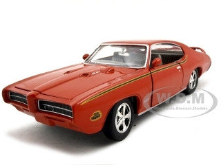 1969 Pontiac GTO Judge Orange with Stripes 1/24 Diecast Model Car by Motormax diecast model