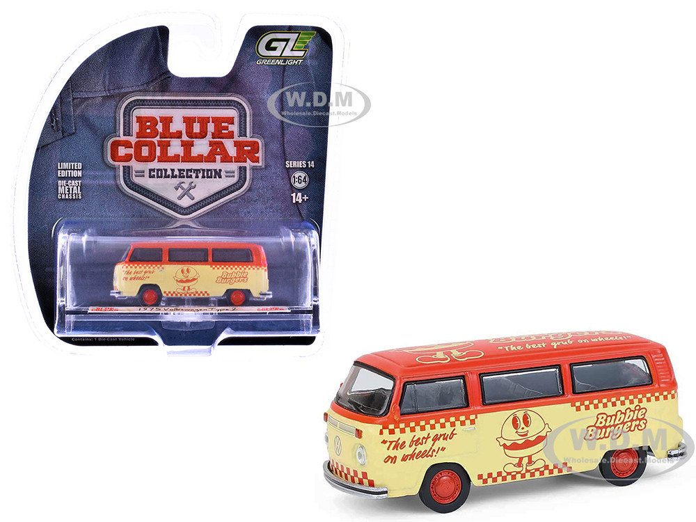 1975 Volkswagen Type 2 Van "Bubbie Burgers Food Truck" Orange and Cream "Blue Collar Collection" Series 14 1/64 Diecast Model Car by Greenlight diecast model