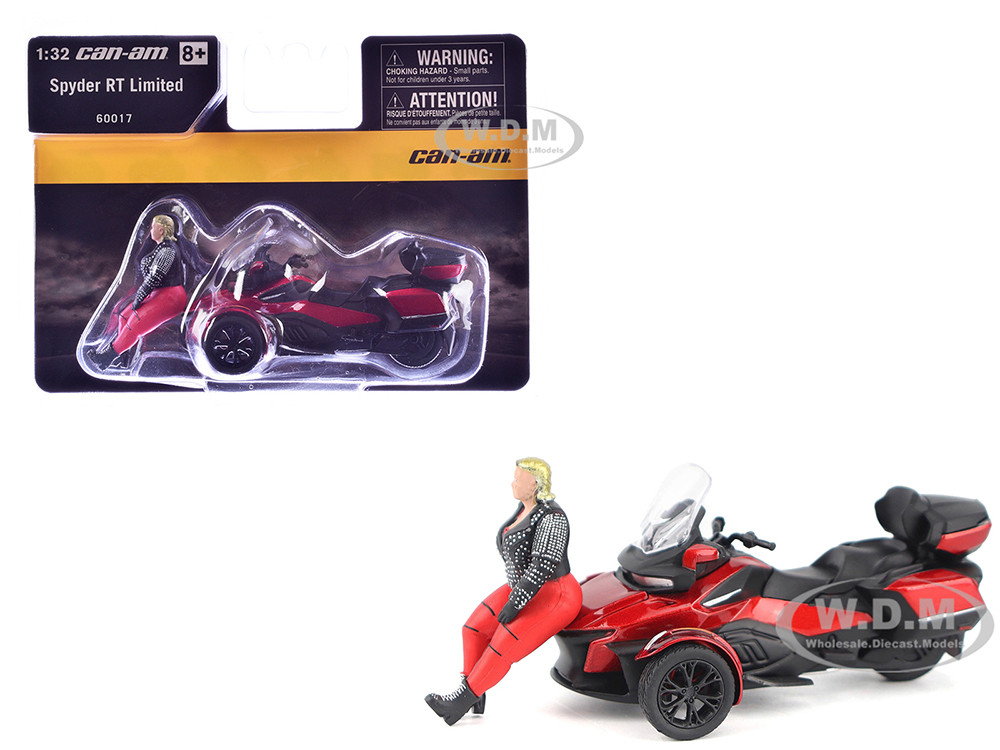 Can-Am Spyder RT Limited 3-Wheel Motorcycle Deep Marsala Red Metallic with Driver Figure 1/32 Diecast Model by BRP Models diecast model