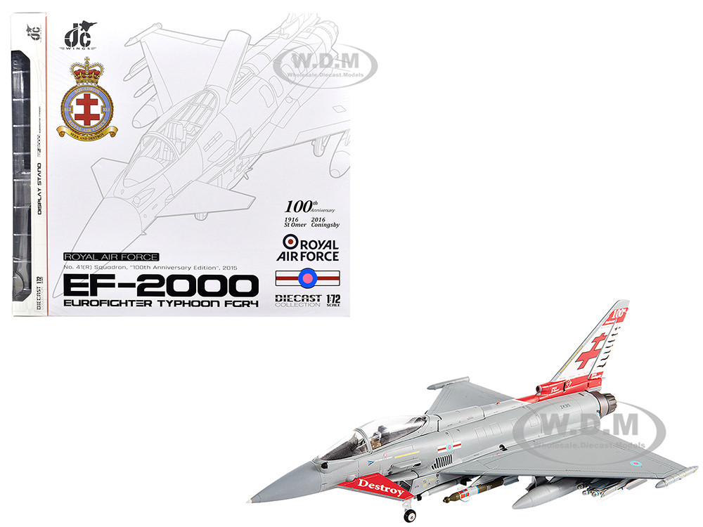 Eurofighter Typhoon FGR4 EF-2000 Aircraft "No.41(R) Squadron, 100th Anniversary" (2016) British Royal Air Force 1/72 Diecast Model by JC Wings diecast model