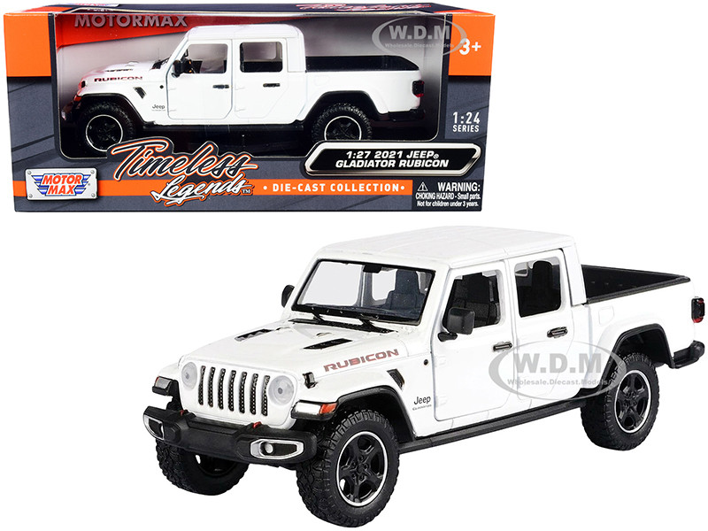 2021 Jeep Gladiator Rubicon (Closed Top) Pickup Truck White 1/24-1/27 Diecast Model Car by Motormax diecast model