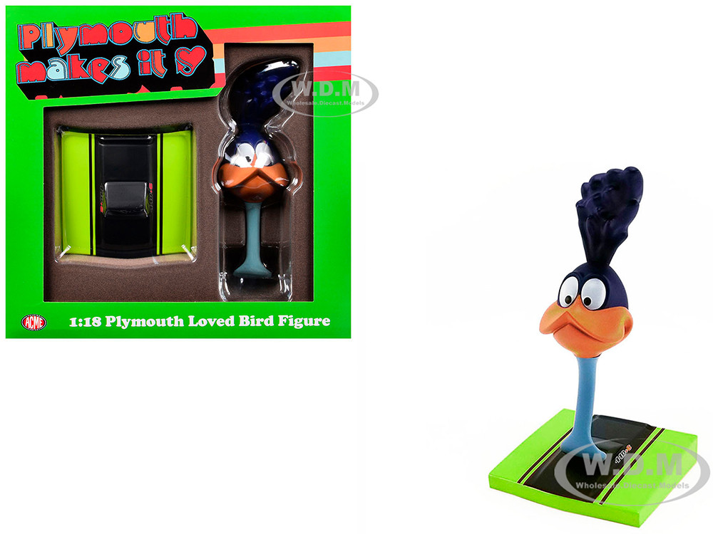Plymouth Loved Bird Figure with Limelight Green Hood Stand 1/18 Model by ACME diecast model