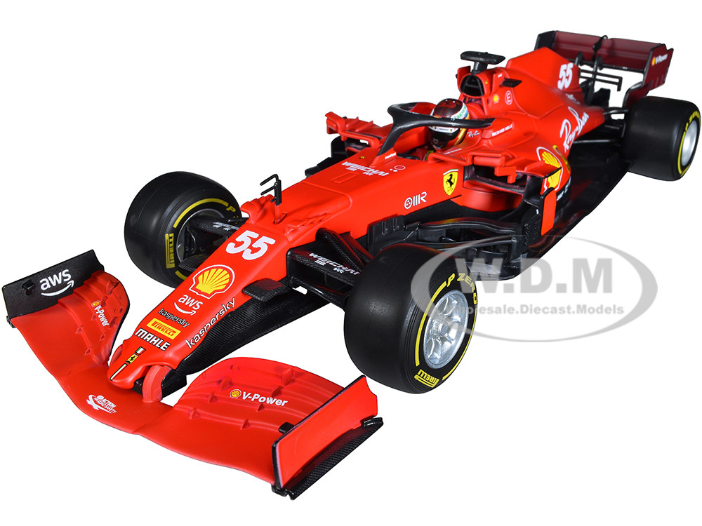Ferrari SF21 #55 Carlos Sainz Formula One F1 Car "Ferrari Racing" Series 1/18 Diecast Model Car by Bburago diecast model