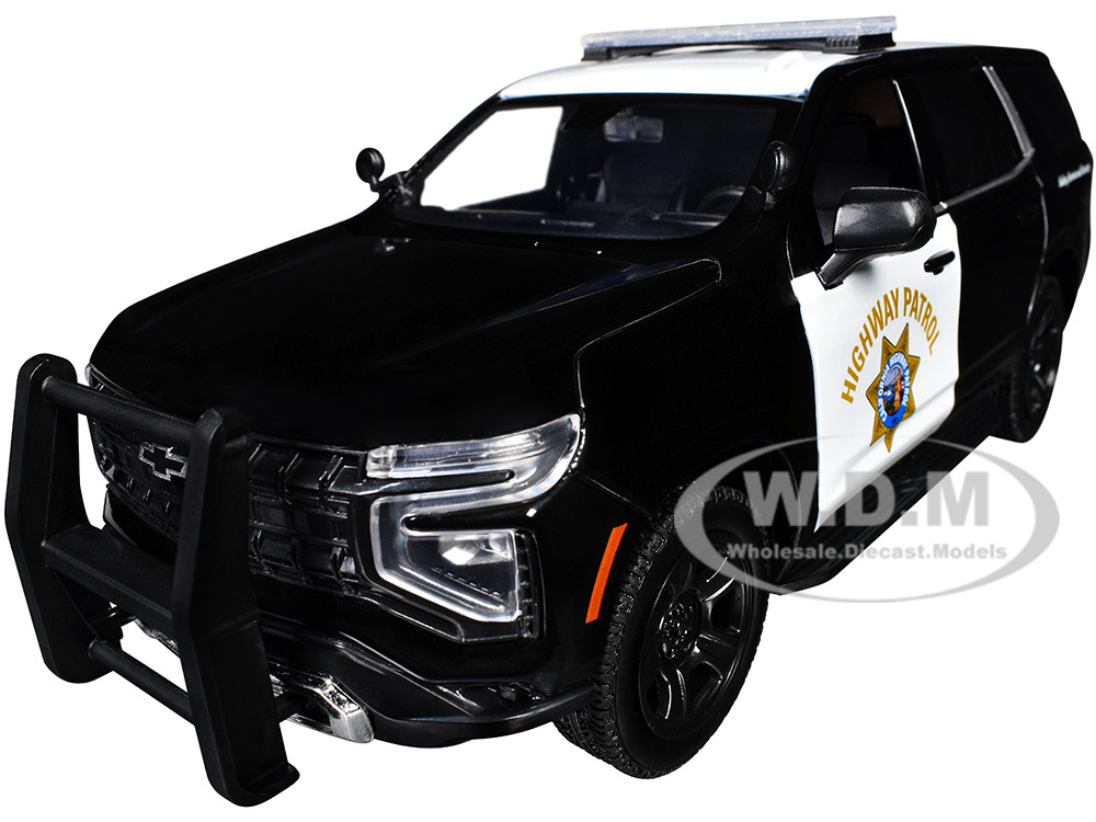 2025 Chevrolet Tahoe Police Pursuit Vehicle "California Highway Patrol" Black and White "Law Enforcement and Public Service" Series 1/24 Diecast Model Car by Motormax diecast model
