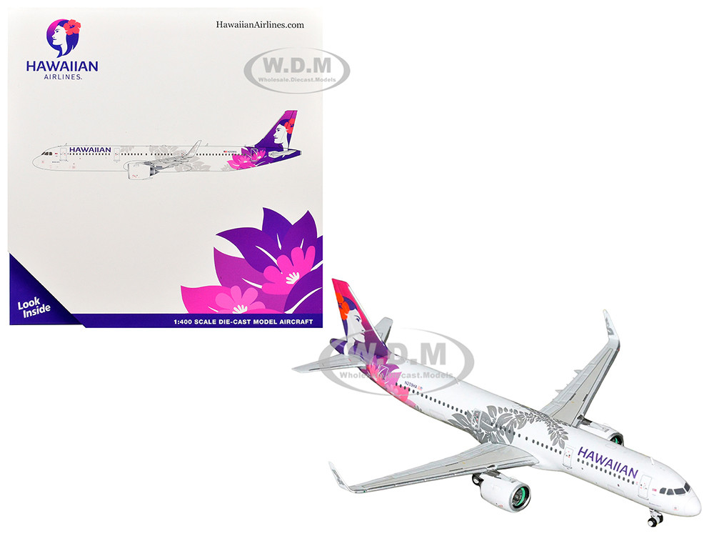 Airbus A321neo Commercial Aircraft "Hawaiian Airlines" (N209HA) White with Purple Tail Graphics 1/400 Diecast Model Airplane by GeminiJets diecast model