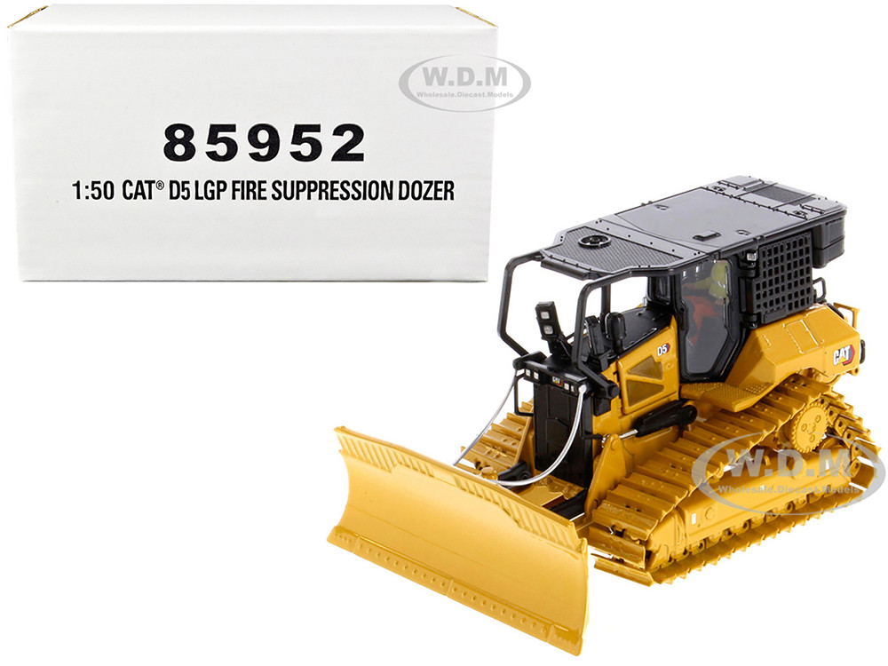 CAT Caterpillar D5 LGP Track Type Tractor Fire Dozer Yellow with Operator "High Line" Series 1/50 Diecast Model by Diecast Masters diecast model