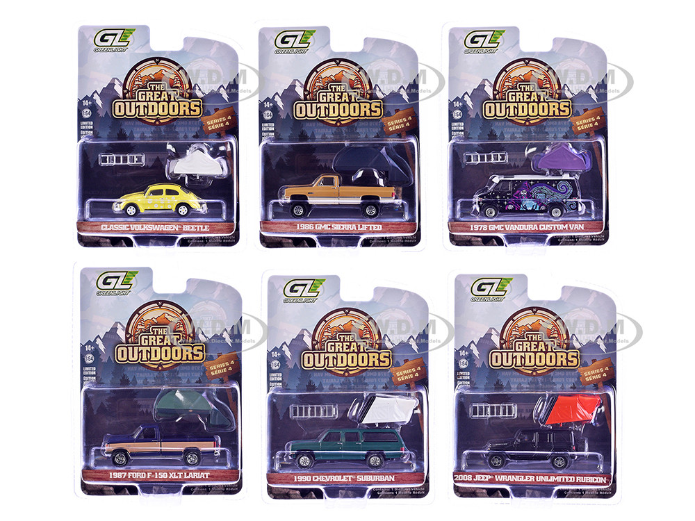 "The Great Outdoors" Series 4 Set of 6 pieces 1/64 Diecast Model Cars by Greenlight diecast model