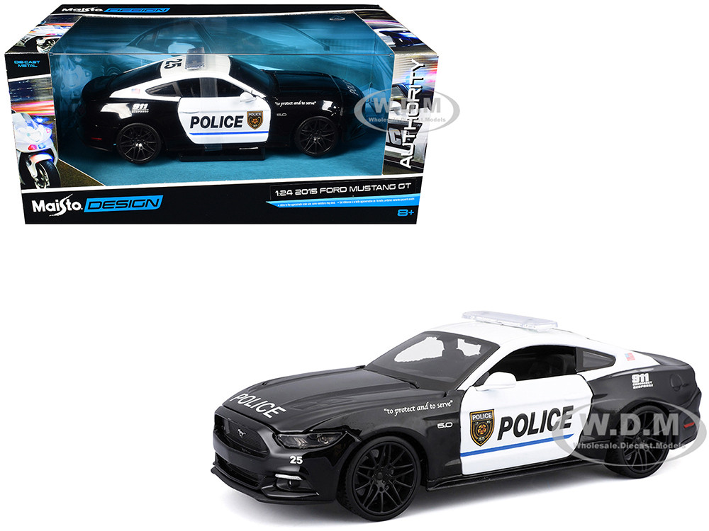 2015 Ford Mustang GT 5.0 "Police" Black and White "Authority" Series 1/24 Diecast Model Car by Maisto diecast model