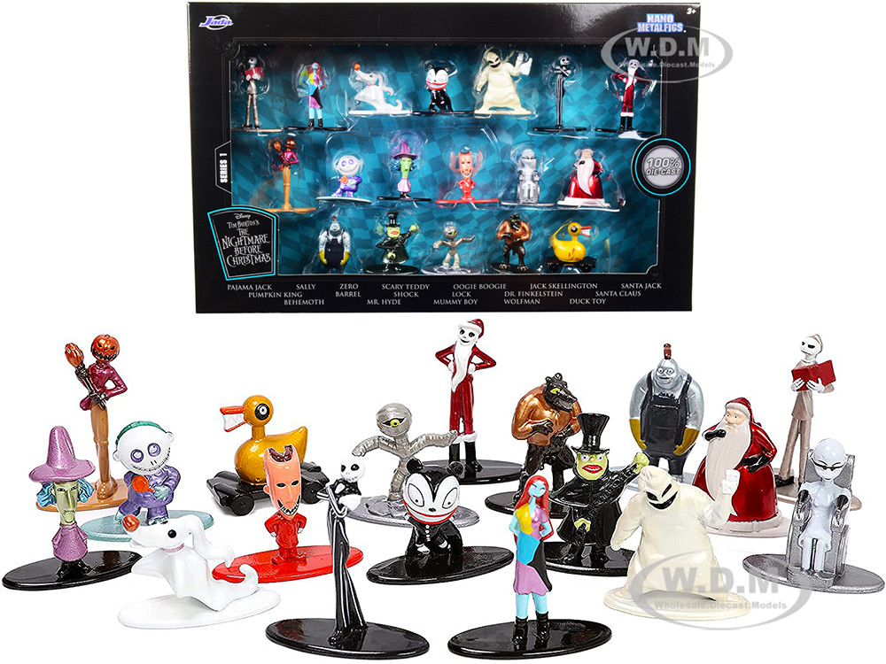 Tim Burton's "The Nightmare Before Christmas" Set of 18 Diecast Figurines "Nano Metalfigs" Series by Jada diecast model