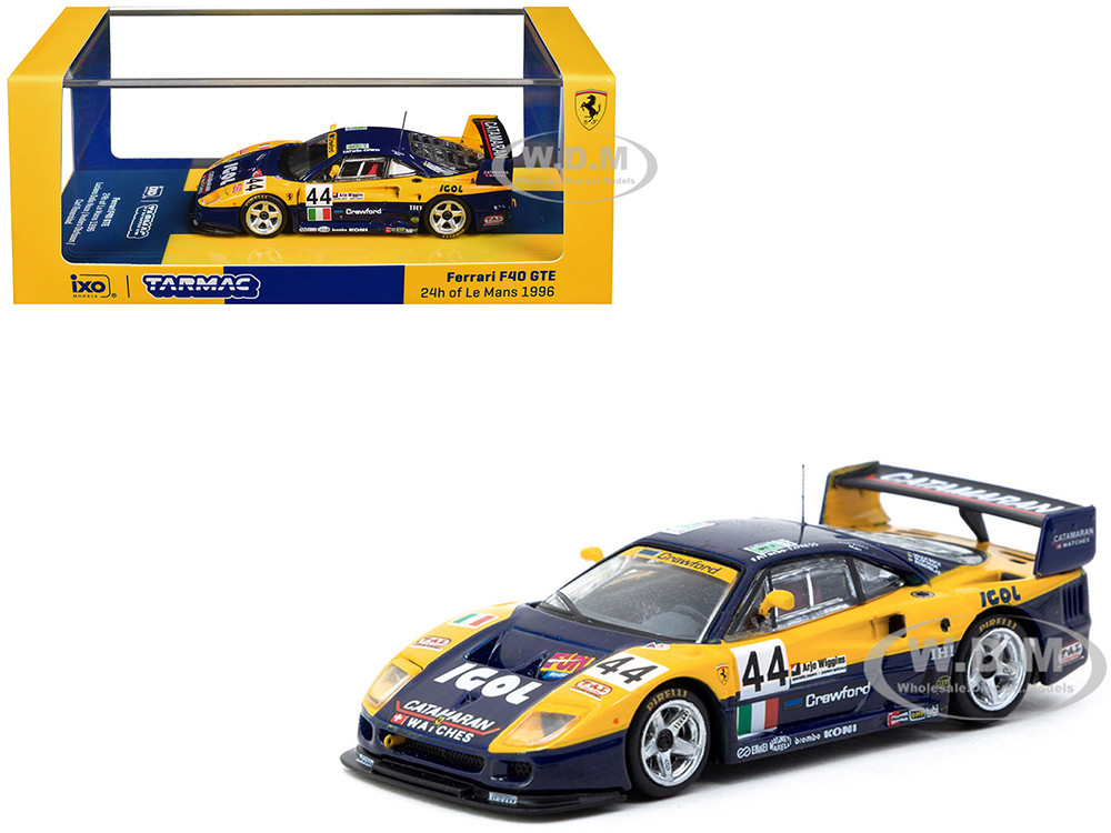 Ferrari F40 GTE #44 Luciano Della Noce - Anders Olofsson - Carl Rosenblad "24 Hours of Le Mans" (1996) "Hobby64" Series 1/64 Diecast Model Car by Tarmac Works diecast model