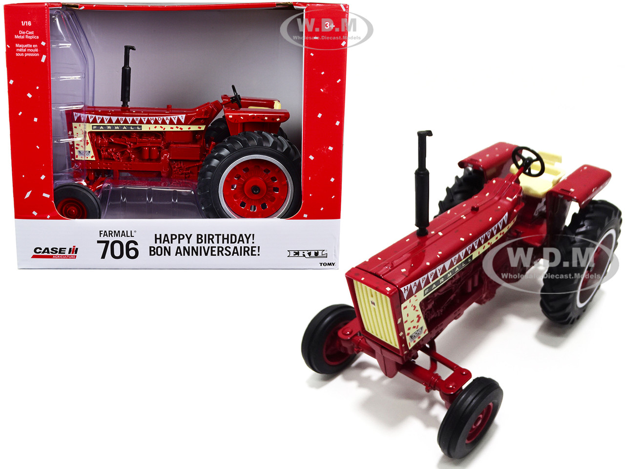 Farmall 706 Wide Front Tractor Red "Happy Birthday!" Edition "Case IH Agriculture" Series 1/16 Diecast Model by ERTL TOMY diecast model