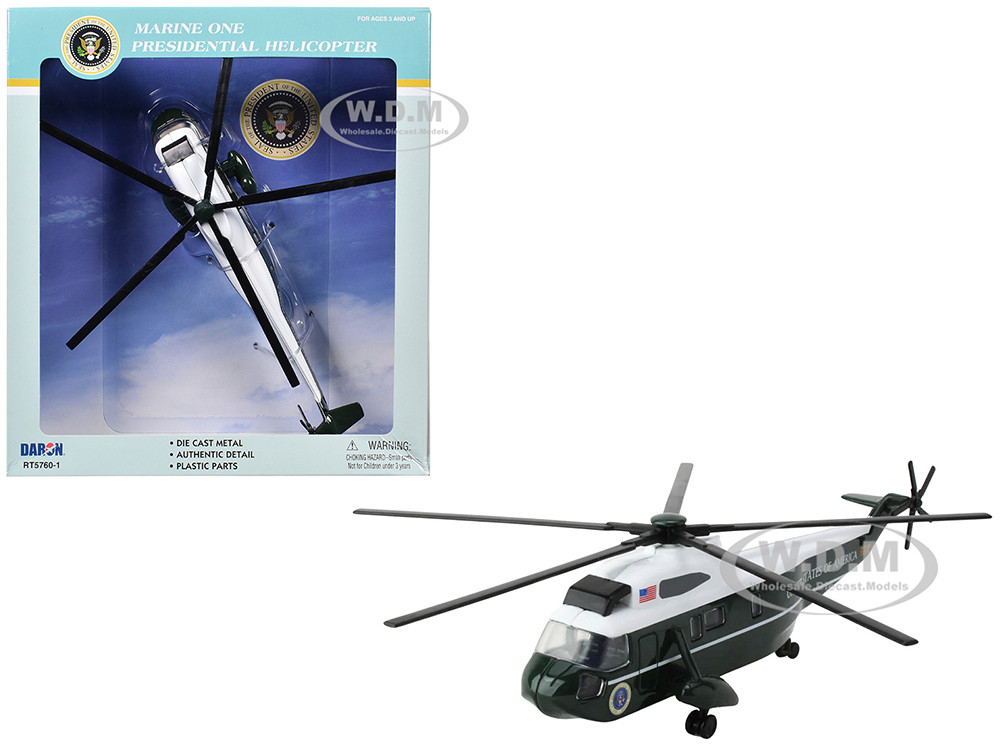 Marine One Presidential Helicopter "United States of America" Dark Green and White Diecast Model by Daron diecast model