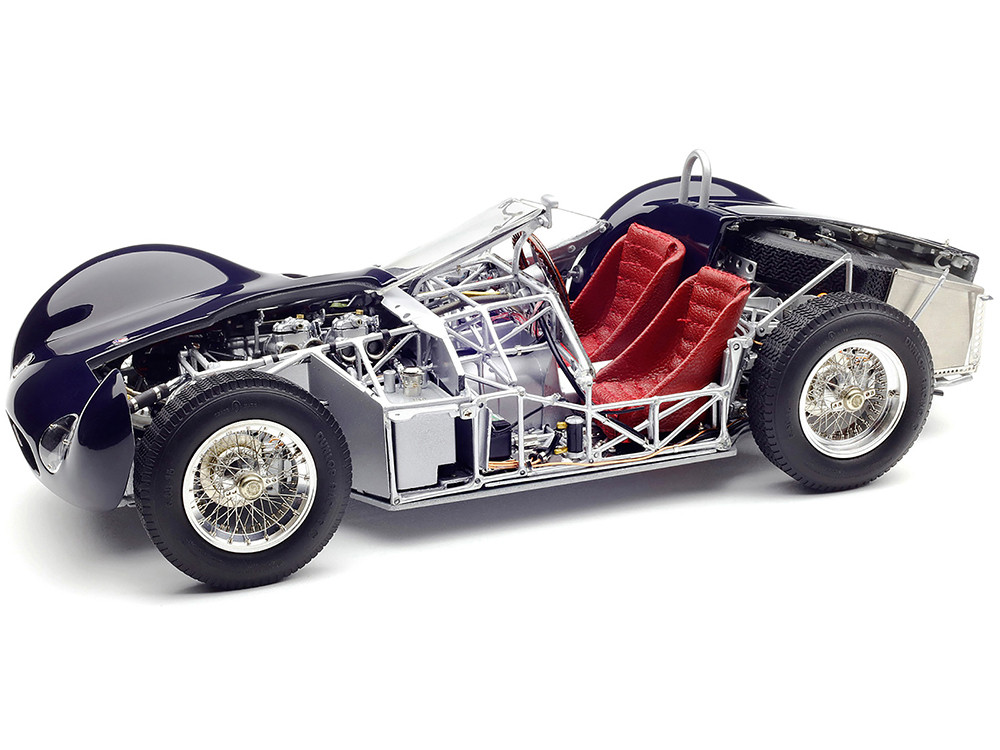 Maserati Tipo 60/61 "Birdcage" Dark Blue "Cut-Off Model" Limited Edition to 200 pieces Worldwide with Showcase and Baseplate 1/18 Diecast Model Car by CMC diecast model