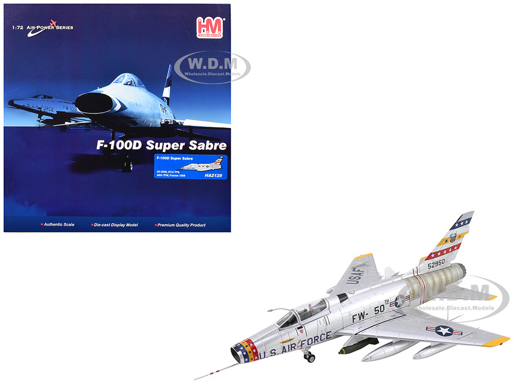 North American F-100D Super Sabre Fighter Aircraft "FW-871, 81st TFS, 50th TFW, France" (1958) United States Air Force "Air Power Series" 1/72 Diecast Model by Hobby Master diecast model