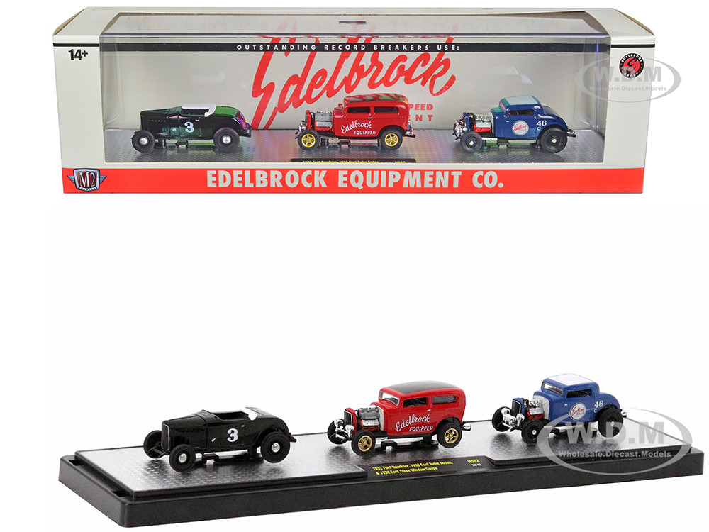 "Edelbrock Equipment Co." Set of 3 Pieces Limited Edition to 2750 pieces Worldwide 1/64 Diecast Models by M2 Machines diecast model