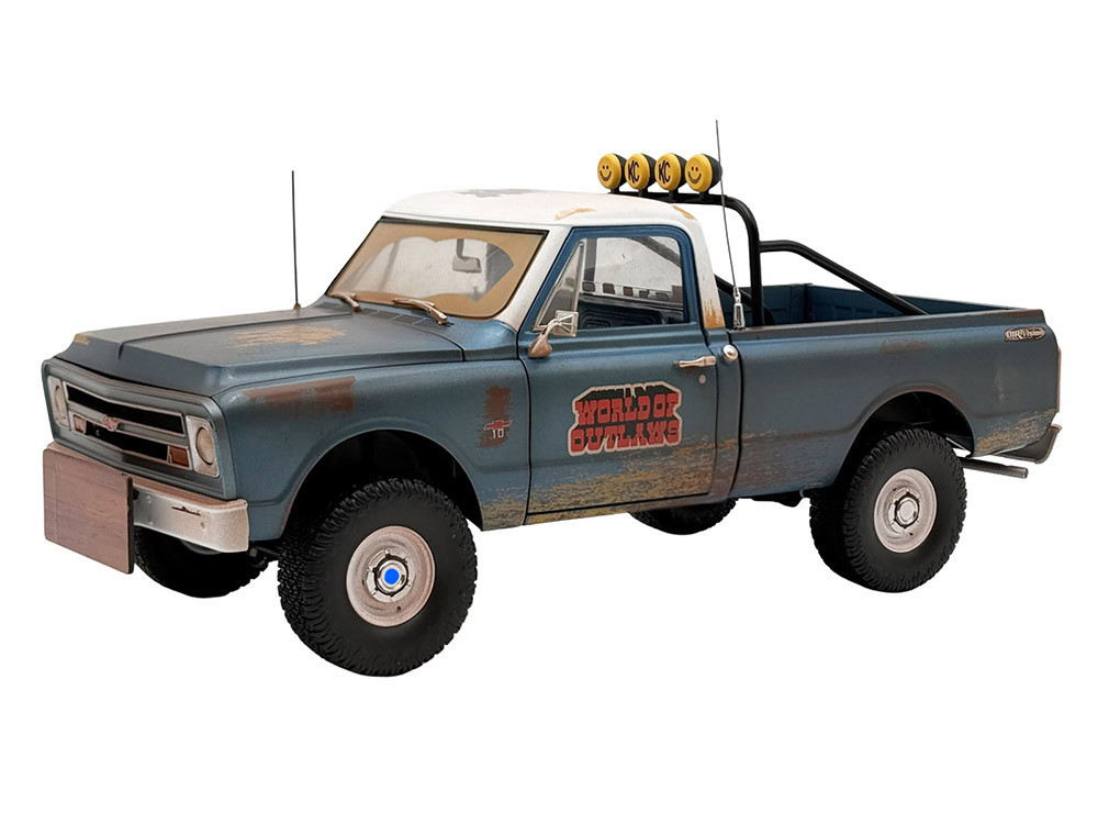 1967 Chevrolet K-10 Pickup Truck "World of Outlaws Push Truck" Blue (Rusted) with White Top Limited Edition to 378 pieces Worldwide 1/18 Diecast Model Car by ACME diecast model