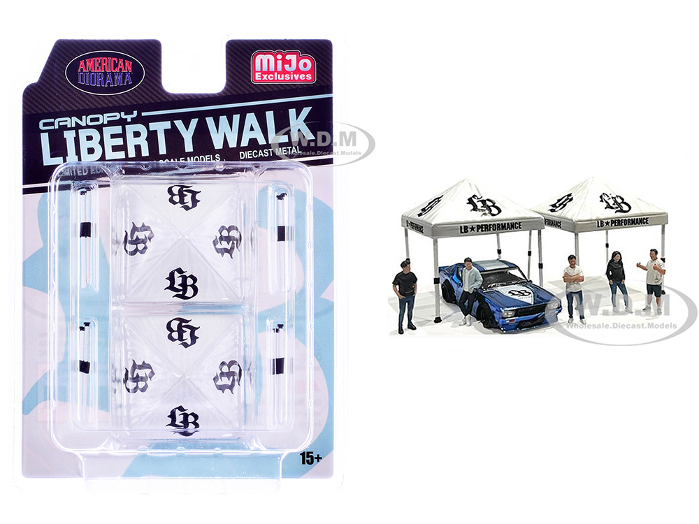 "Liberty Walk" Canopy 2 Piece Set White Limited Edition for 1/64 Scale Models by American Diorama diecast model