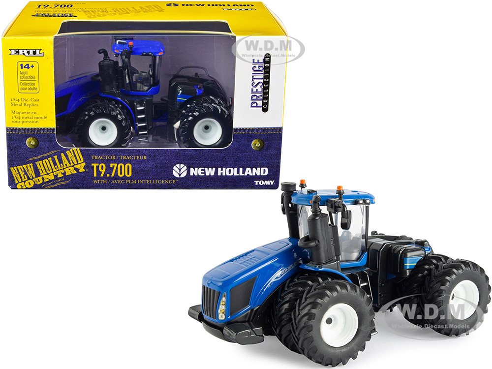 New Holland T9.700 Tractor with Dual Wheels Blue with AVEC PLM Intelligence 1/64 Diecast Model by ERTL TOMY diecast model
