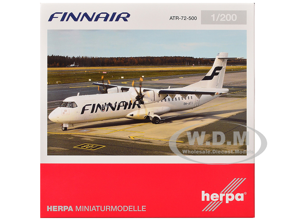 ATR 72-500 Commercial Aircraft "FinnAir" (OH-ATI) White 1/200 Diecast Model Airplane by Herpa diecast model