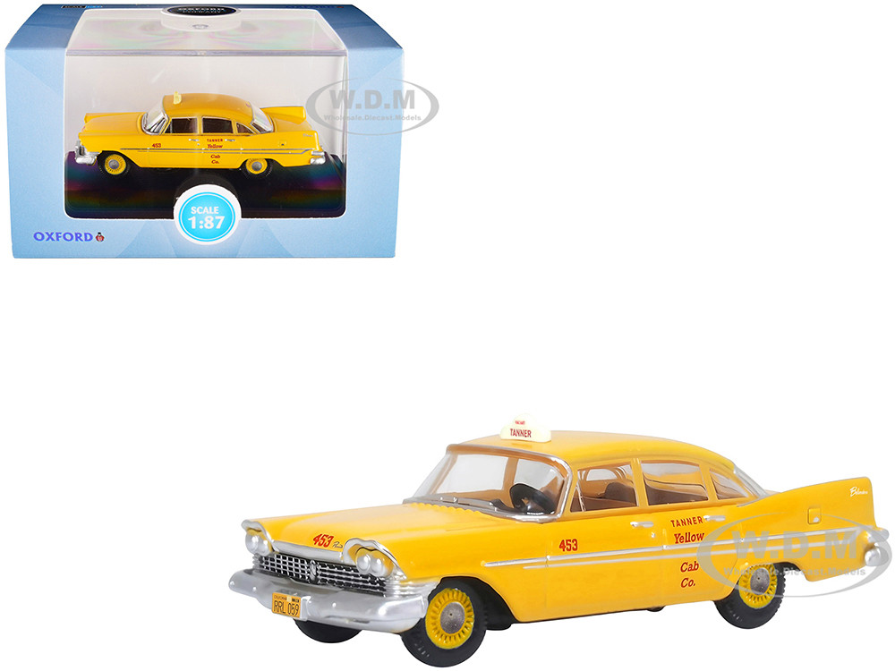 1959 Plymouth Belvedere Taxi Yellow "Tanner Yellow Cab Co." 1/87 (HO) Scale Diecast Model Car by Oxford Diecast diecast model
