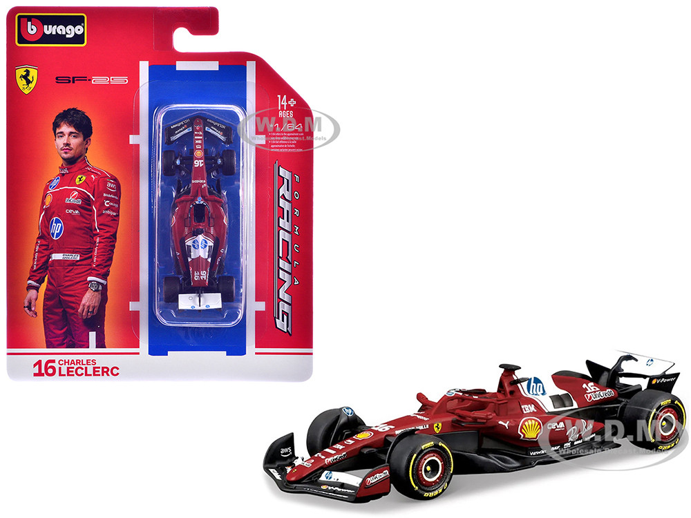 Ferrari SF-25 #16 Charles Leclerc Formula One F1 World Championship (2025) "Formula Racing" Series 1/64 Diecast Model Car by Bburago diecast model