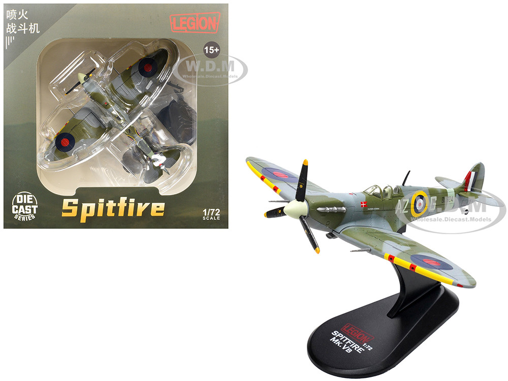 Supermarine Spitfire Mk Vb Fighter Aircraft "BL924, Pilot Officer Aksel Svendsen, Danish Presentation Spitfire, Valdemar Atterdag, No. 234 Madras Presidency Squadron" (1942) Royal Air Force 1/72 Diecast Model Airplane by Legion diecast model